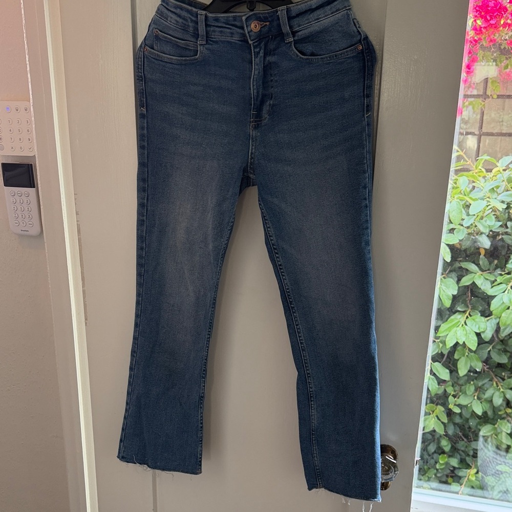 Zara Dark Blue Cropped Stretch Jeans